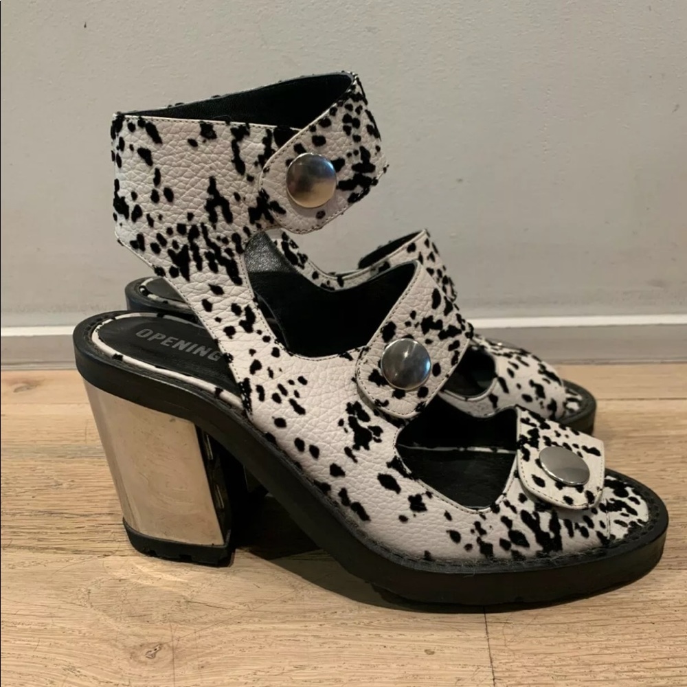 Opening Ceremony Isa Metallic Block Heel Leather Sandals, Multi-Color Women’s
